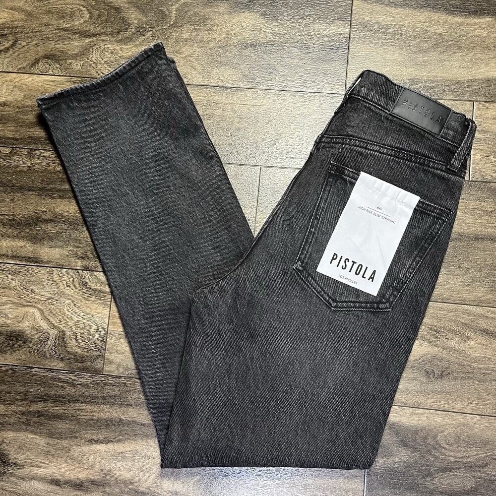 Pistola Bri High Rise Slim Straight Fit Jeans Women's 26 Black Lodge Wash NWT